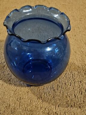 Indiana Glass Cobalt Blue Rose Bowl Vase